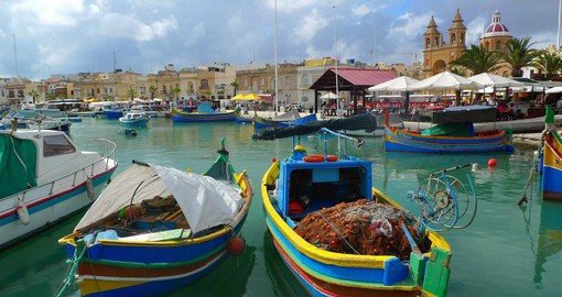 The colorful boats at Marsaxlokk Market