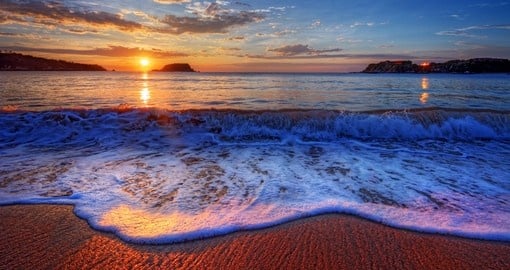 Colorful seaside beach sunrise