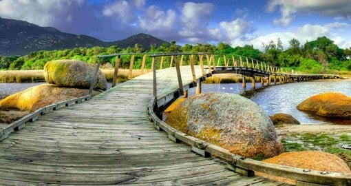 Check out the Footbridge at Tidal River, Wilsons promontory during your Australia tour