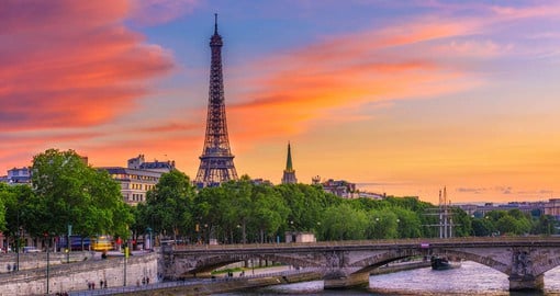 Take in the spectacular sunset view of the Eiffel Tower in the City of Love and City of Light