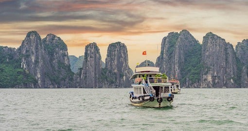 Halong Bay is dotted with 1,600 limestone islands