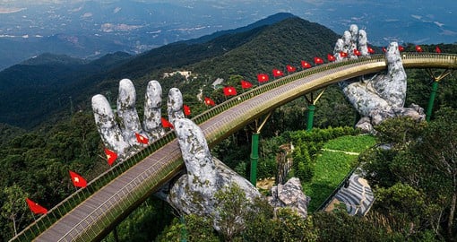 Spanning 150-meters, the Golden Bridge is in the Bà Nà Hills, near Da Nang