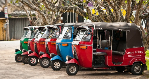 Tuk tuks are a popular mode of transportation in Colombo