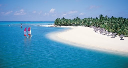 Stroll white sand beaches on your Mauritius vacation
