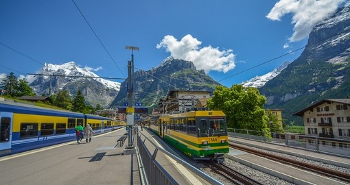 Railway station in Grindelwald in Alps in Switzerland