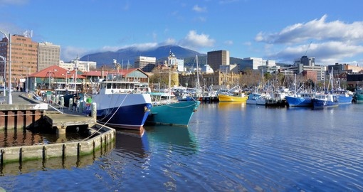 View of Hobart Harbour on a clear winter day