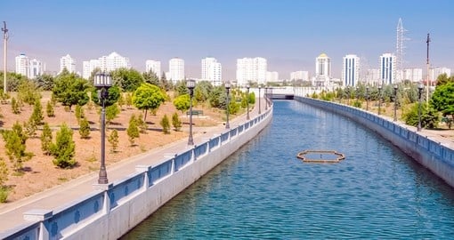 Admire the architecture of Ashgabat, which holds the world record for most marble buildings in one city