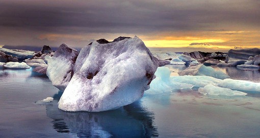 Jokulsarlon is Iceland's most famous glacier lagoon at the tongue of Europe's largest ice cap