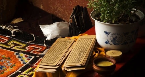 Tibetan scriptures in the Drepung Monastery