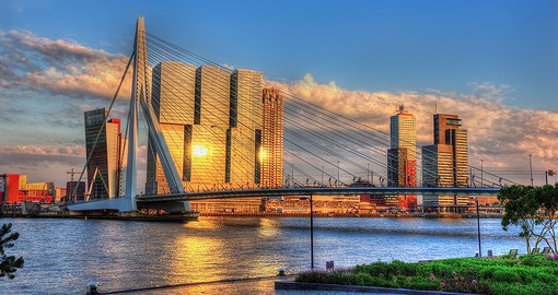 Appreciate the history behind the modernized Rotterdam, a city almost completely rebuilt after being destroyed during World War II