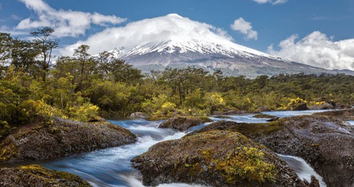 The Osorno Volcano dominates the landscape near Puerto Montt