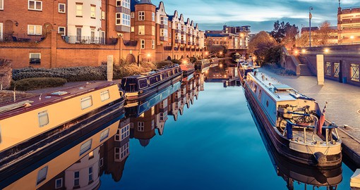 Spend the day walking the canals of Birmingham for a nice waterfront sunset