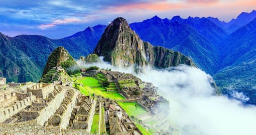 Composed of nearly 200 structures, the Incan citadel of Machu Picchu sits on the eastern slopes of the Andes