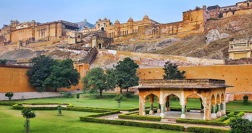 The Amber Fort sits 11 kilometres from Jaipur, capital of Rajasthan