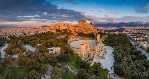 The skyline of Athens is dominated by the ancient Acropolis