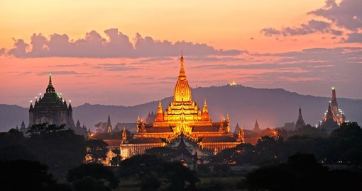 Beautiful Temple of Bagan after sunset