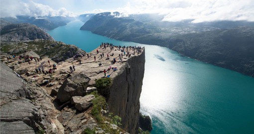 Visit Pulpit Rock, high above Fjord Lysefjord on your trip to Norway