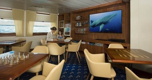 Modern, generous social areas on the cruise