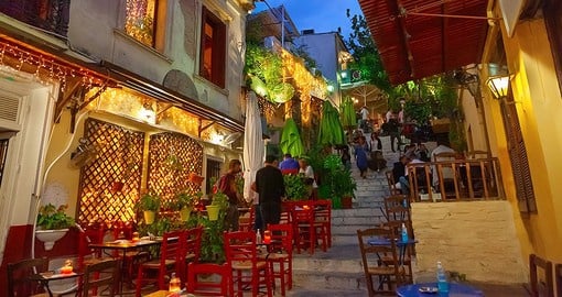 Tour the best of Greek cuisine in The Plaka, lined with shops, cafes, and restaurants
