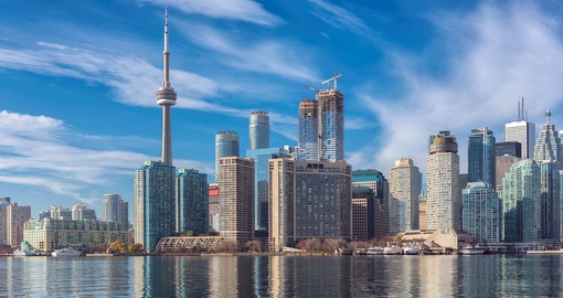 The spectacular Toronto skyline seen from Lake Ontario