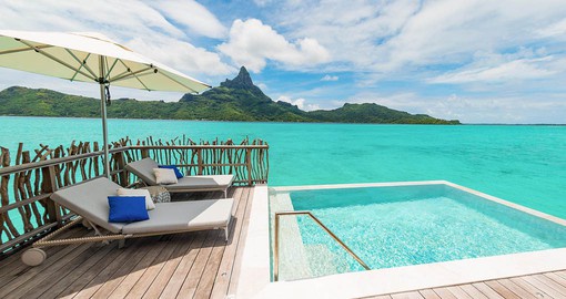 Enjoy the sapphire blue skies and crystal clear waters of Bora Bora, an island paradise