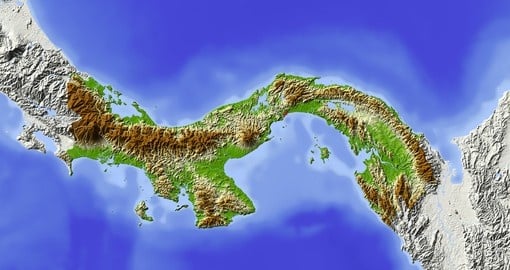 Panama. Shaded relief map