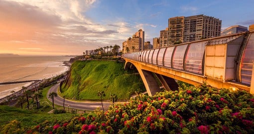 Drive down the Costa Verde freeway to modern Miraflores on your Peru Tour