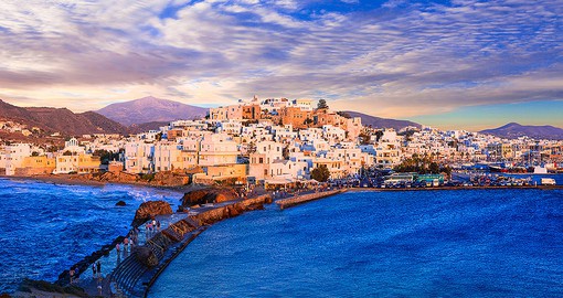 The largest of the Cyclades Islands, Naxos features ancient ruins and long stretches of beach