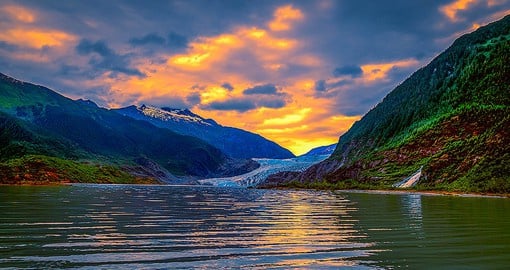 Hike the trails and snows of the Mendenhall Glacier, a 13.6 mile glacier connected to the Juneau Ice Field