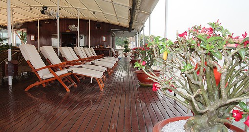 Relax in your spacious cabin on your Cambodia Tour