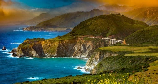 Running between Carmel and San Simeon, Big Sur is a rugged and mountainous section of California’s Central Coast
