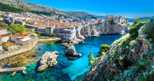 The old town of Dubrovnik is perched above the shimmering Adriatic