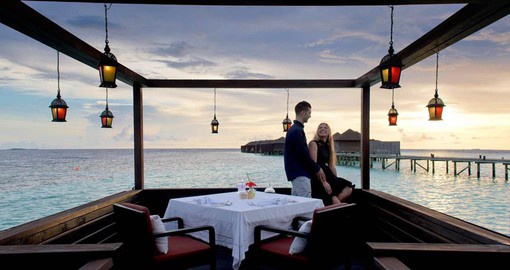 Dine with a view at The Tamarind Restaurant at Lily Beach Resort and Spa while enjoying the most exquisite seafood cuisine
