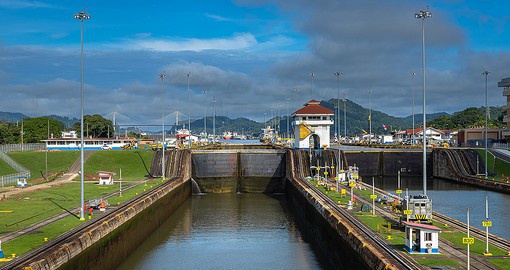The Miraflores locks on the Panama Canal lift or lower vessels 54 feet