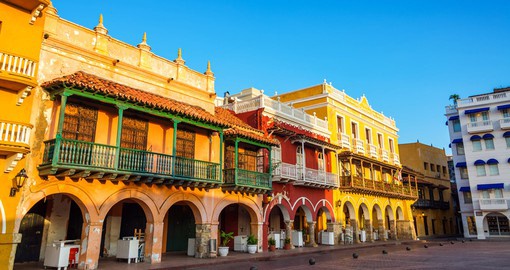 The center of Cartagena is filled with colourful, historic buildings that highlights the fusion of cultures