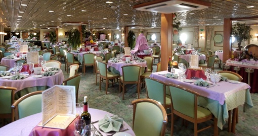 The Restaurant on the MS Belle de Cadix.