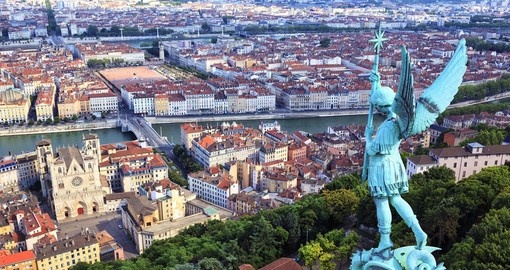 Lyon from atop Notre Dame de Fourviere