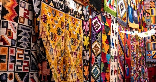 The markets of Cusco are renown for Colorful Peruvian artisanal textiles