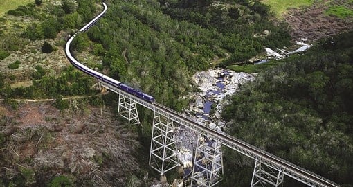 The Blue Train crossing a bridge