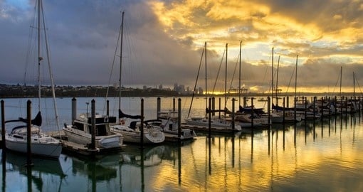 The City of Sails - sunset over the Auckland marina