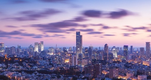 Tel Aviv and Ramat Gan skyline at sunset