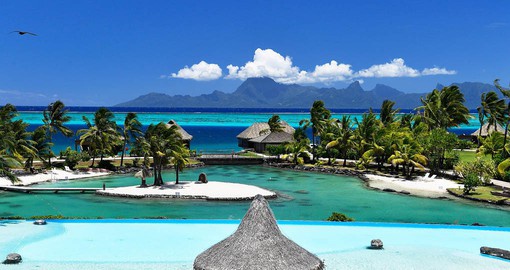 Views of the volcanic peaks of Moorea from the InterContinental Tahiti Resort