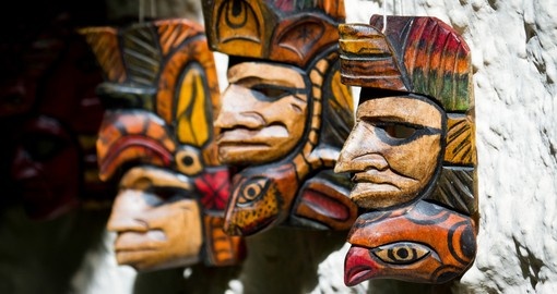 Hand made masks for sale in a local shop