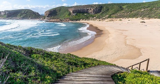 The white sand beaches and blue waters make Plettenberg Bay a popular holiday destination