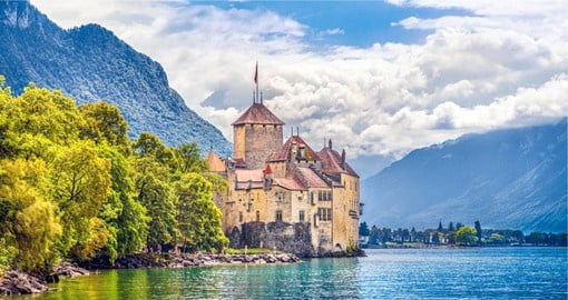Chillon Castle on the banks of Lake Geneva is the most visited historic building in Switzerland
