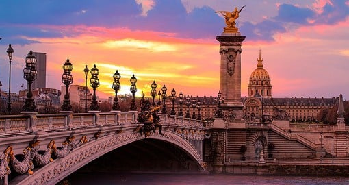 Go for a stroll across the Pont Alexandre III, a bridge spanning the Seine