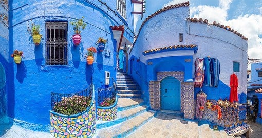 Visit the striking blue-washed building in the old town of Chefchaouen