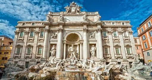 The Trevi Fountain, a late Baroque masterpiece and arguably the best known of Rome’s numerous fountains