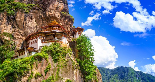 Marvel at the ancient Tigers Nest Monastery on your Bhutan Vacation