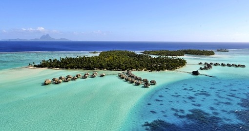Aerial view of Le Taha'a island resort and spa